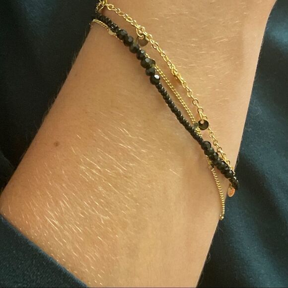 Lite Triple Layer Black Bead Bracelet Stack • NWT - Picture 3 of 5